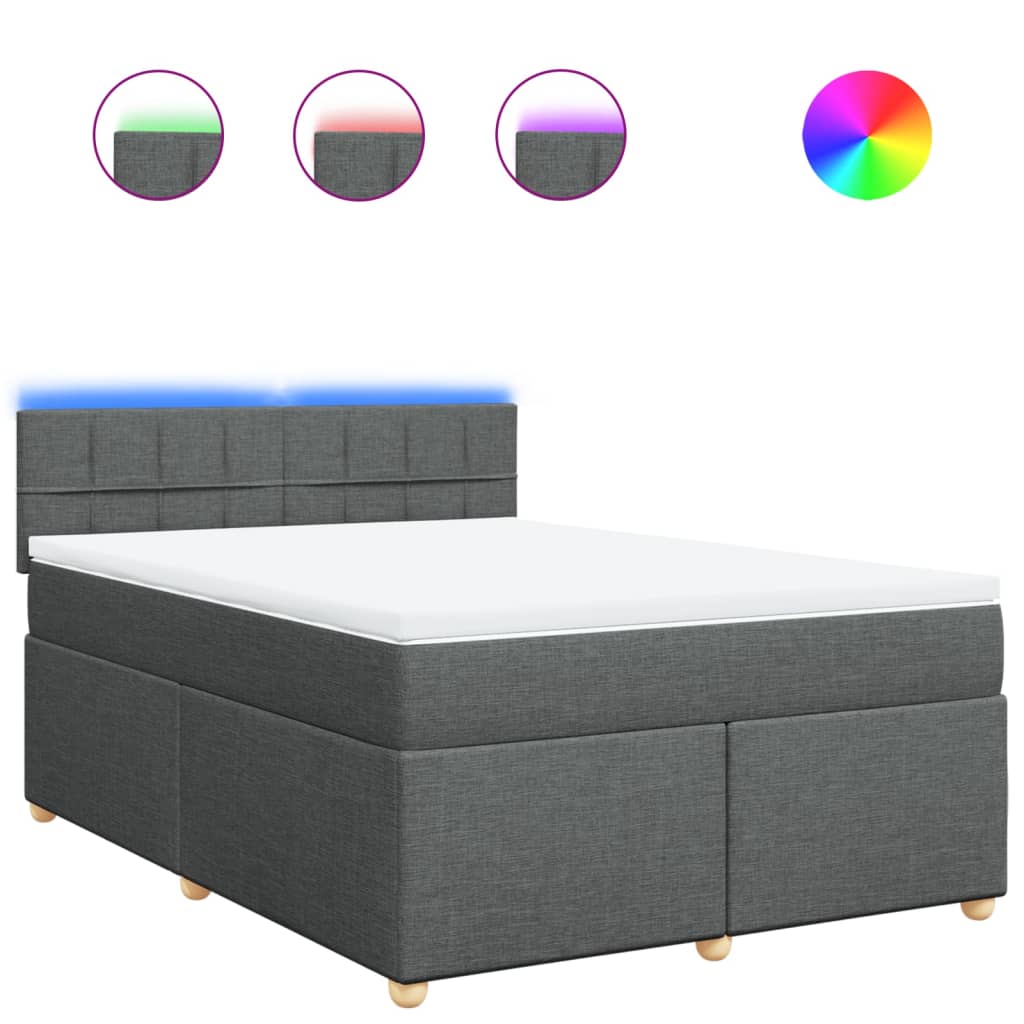 Thumbnail - vidaXL Boxspringbett mit Matratze Dunkelgrau 140x200 cm Stoff