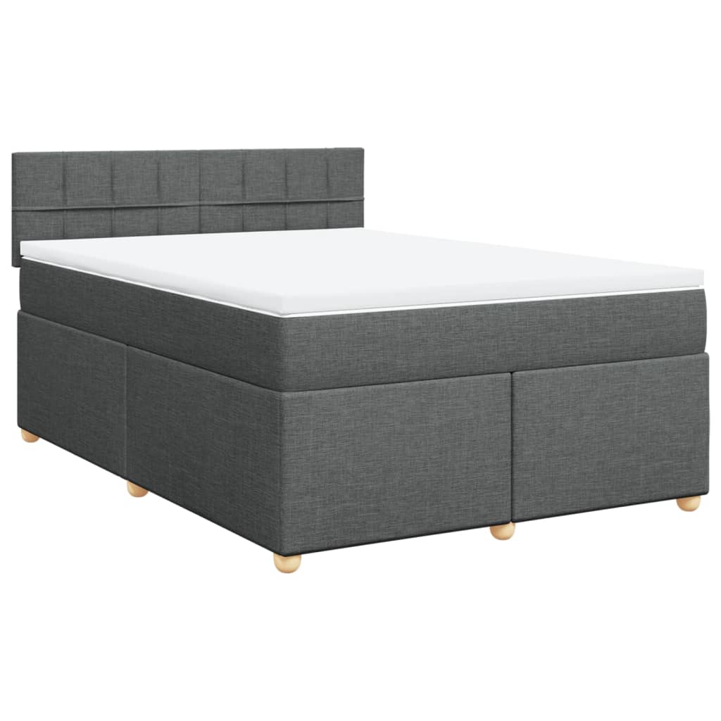 vidaXL Boxspring met matras stof donkergrijs 140x200 cm afbeelding