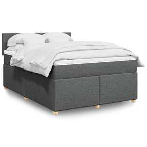 Box spring postel s matrací tmavě šedá 140x200 cm textil - obrázek 1