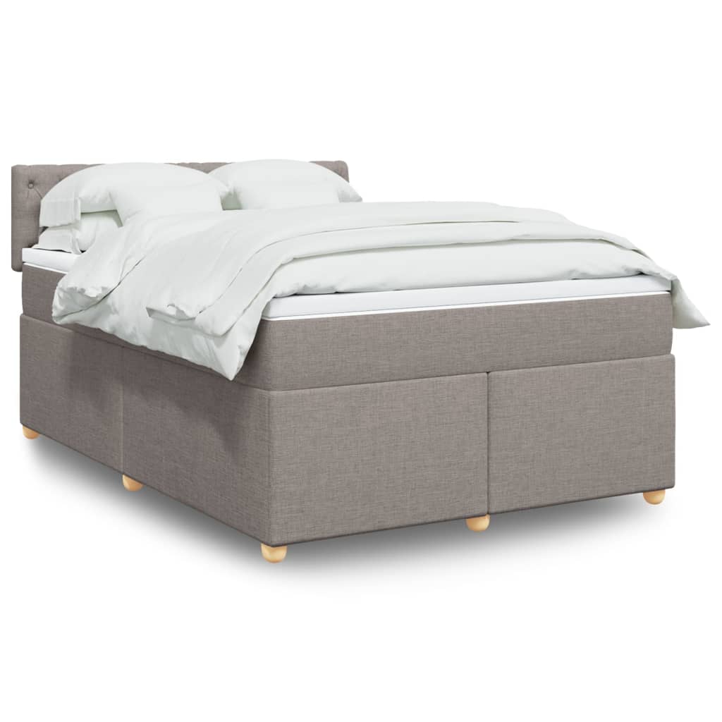 vidaXL Boxspringbett mit Matratze Taupe 140x200 cm Stoff