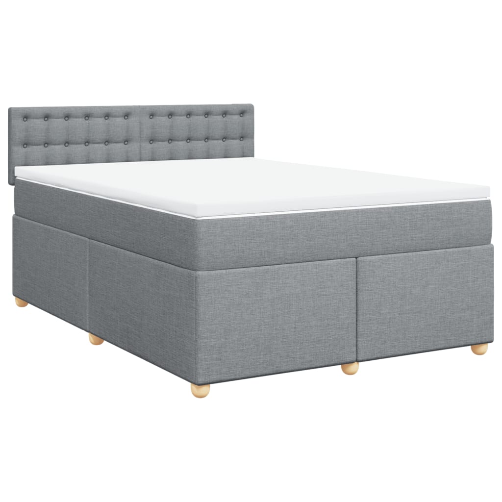vidaXL Boxspring met matras stof lichtgrijs 140x200 cm afbeelding
