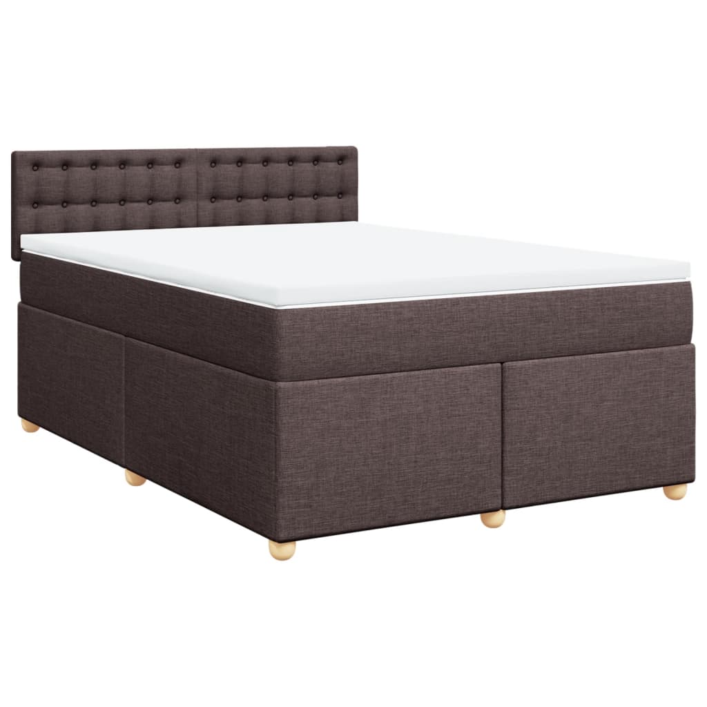 vidaXL Boxspring met matras stof donkerbruin 140x200 cm afbeelding