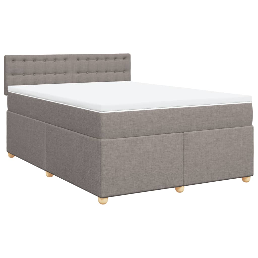 vidaXL Boxspring met matras stof taupe 140x200 cm afbeelding