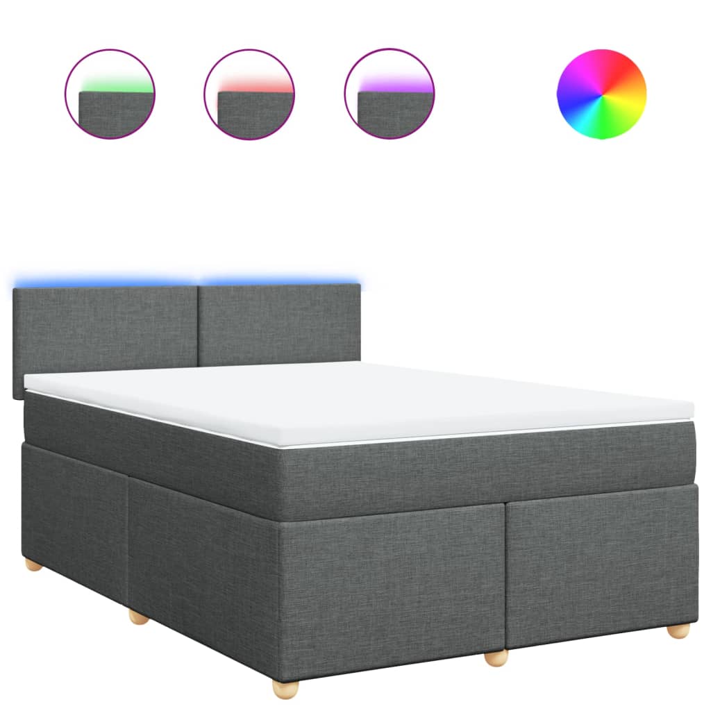 vidaXL Box spring postel s matrací tmavě šedá 160x200 cm textil