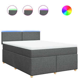 Box spring postel s matrací tmavě šedá 160x200 cm textil - obrázek 2