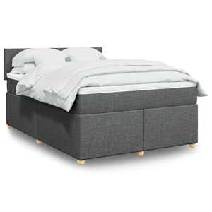 Box spring postel s matrací tmavě šedá 160x200 cm textil - obrázek 1