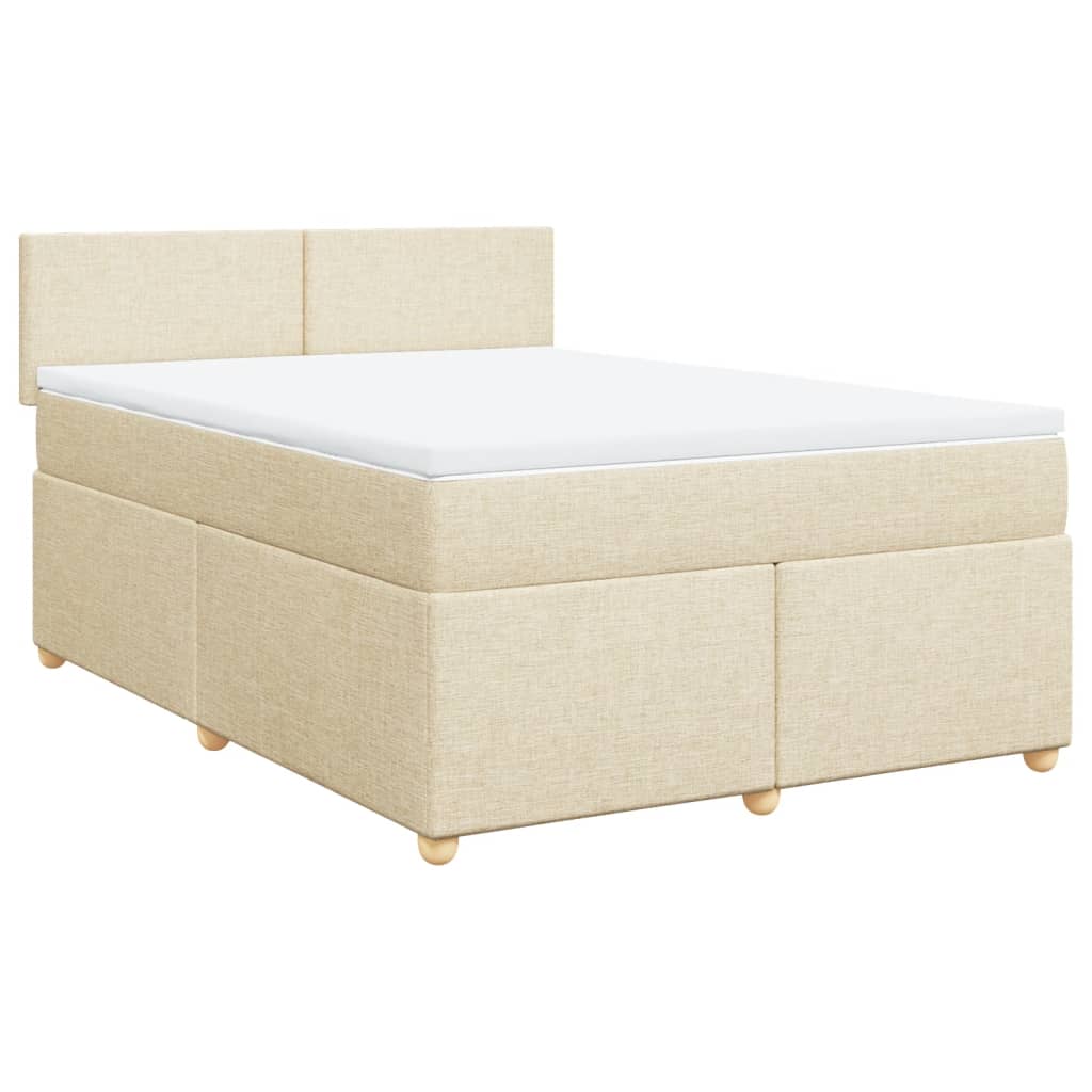 vidaXL Boxspring met matras stof crèmekleurig 160x200 cm afbeelding