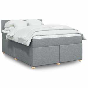 Box spring postel s matrací světle šedá 160 x 200 cm textil - obrázek 1