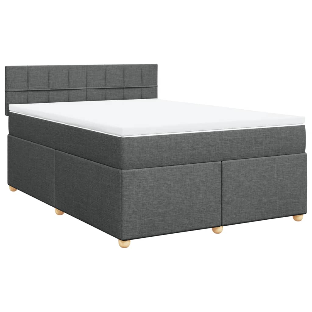 vidaXL Boxspring met matras stof donkergrijs 160x200 cm afbeelding