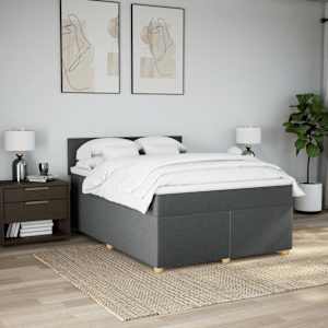 Box spring postel s matrací tmavě šedá 160x200 cm textil - obrázek 4