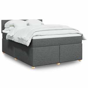 Box spring postel s matrací tmavě šedá 160x200 cm textil - obrázek 1