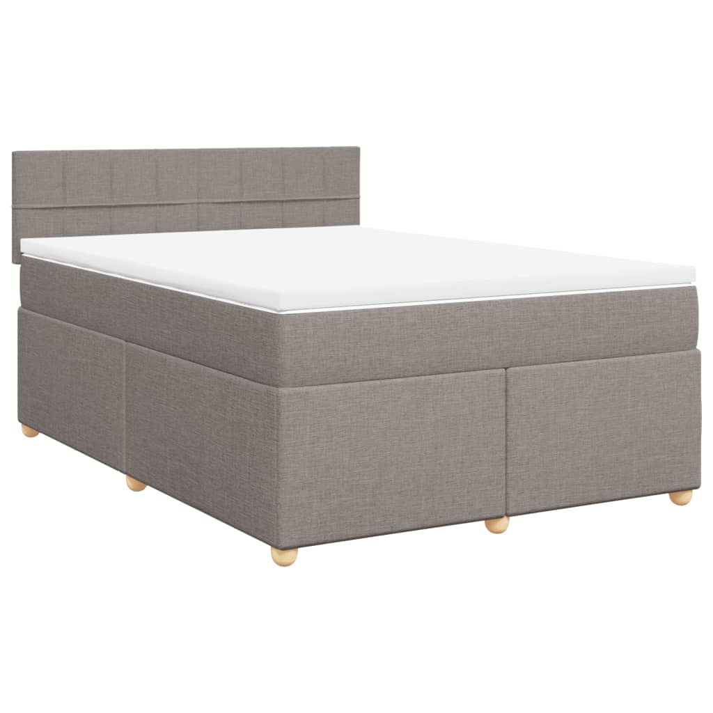 vidaXL Boxspring met matras stof taupe 160x200 cm afbeelding