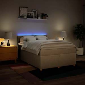 Box spring postel s matrací krémová 160x200 cm textil - obrázek 5