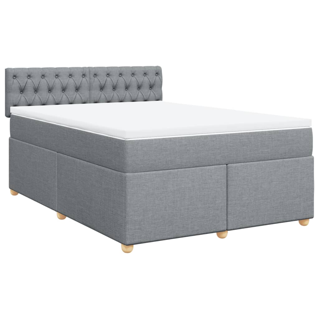 vidaXL Boxspring met matras stof lichtgrijs 160x200 cm afbeelding