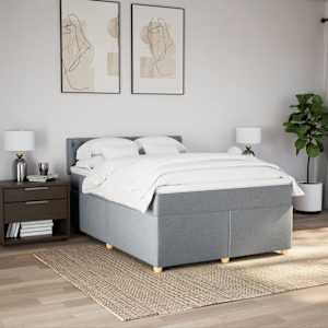 Box spring postel s matrací světle šedá 160 x 200 cm textil - obrázek 4