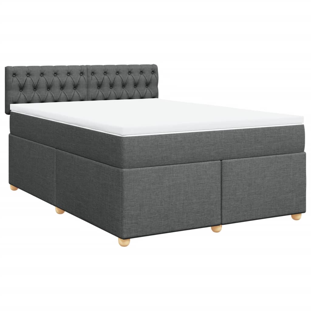 vidaXL Boxspring met matras stof donkergrijs 160x200 cm afbeelding