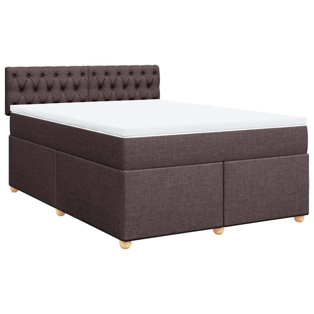 vidaXL Boxspring met matras stof donkerbruin 160x200 cm afbeelding