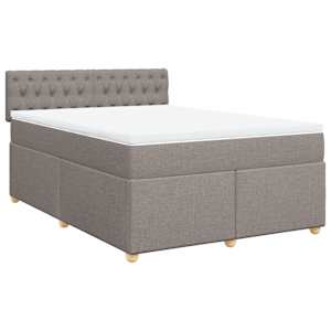 vidaXL Boxspring met matras stof taupe 160x200 cm