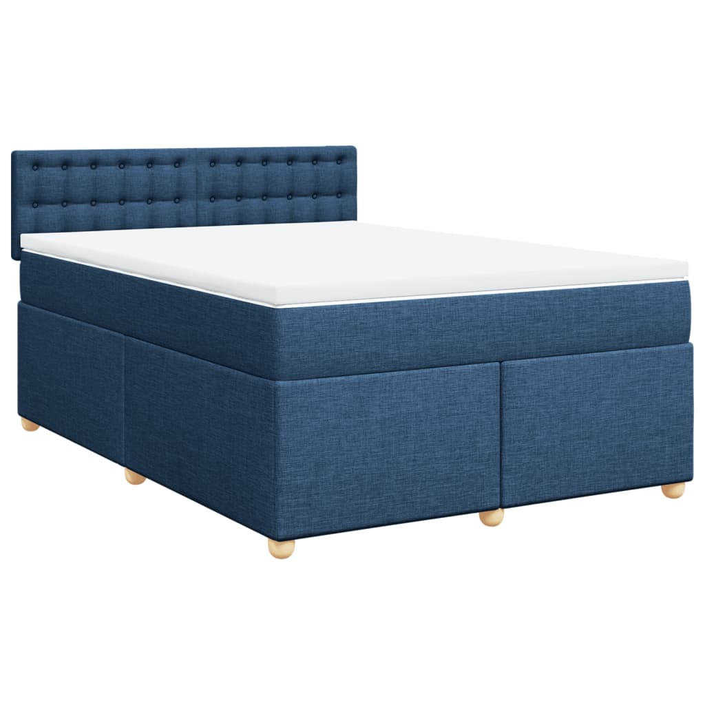 vidaXL Boxspring met matras stof blauw 160x200 cm afbeelding