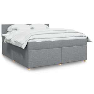 Box spring postel s matrací světle šedá 180 x 200 cm textil - obrázek 1