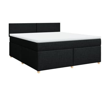 vidaXL Sommier &agrave; lattes de lit avec matelas Noir 180x200 cm Tissu