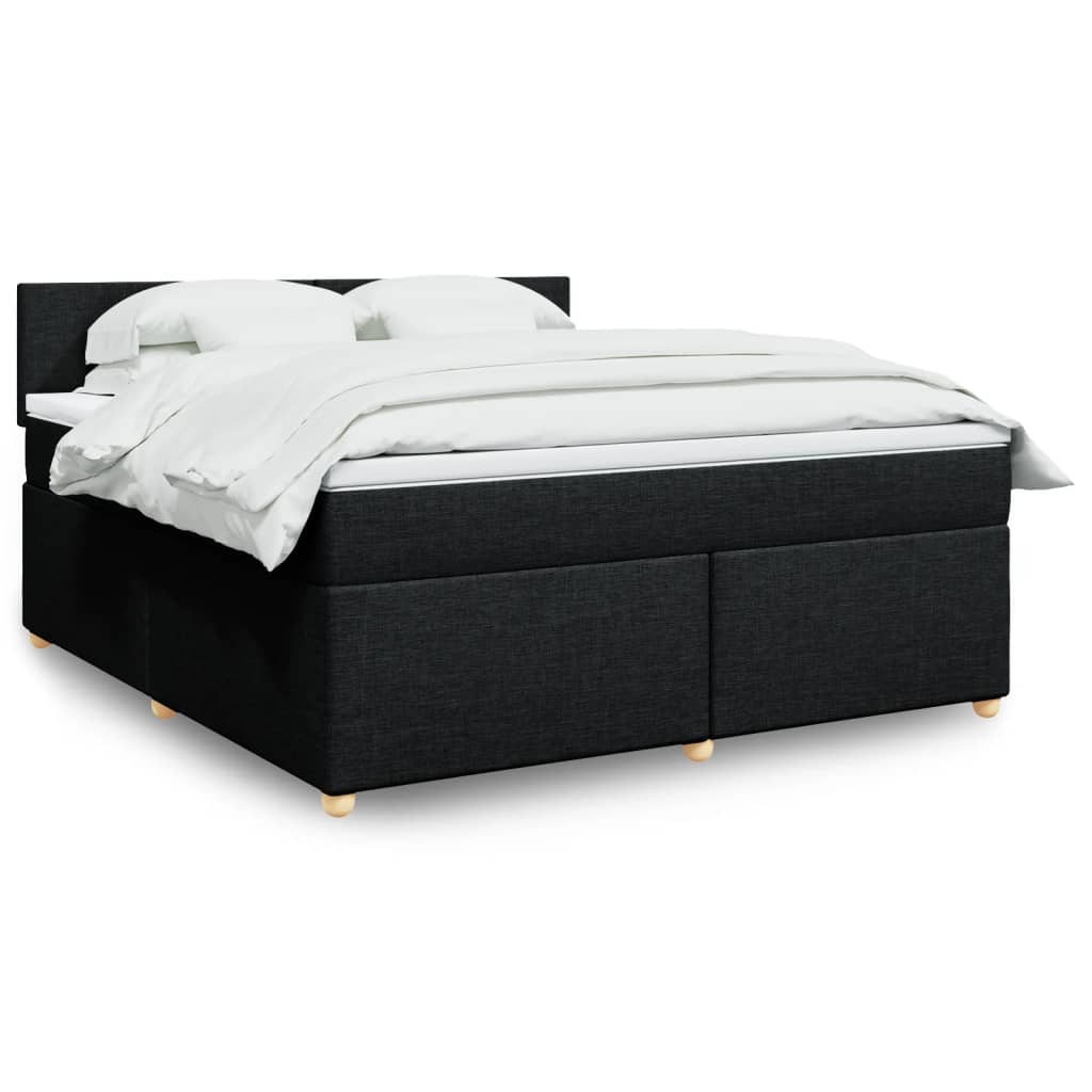 vidaXL Pat box spring cu saltea, negru, 180x200 cm, catifea