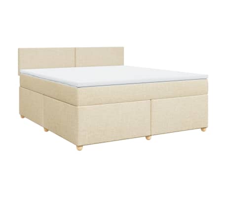 vidaXL Boxspring met matras stof cr&egrave;mekleurig 180x200 cm