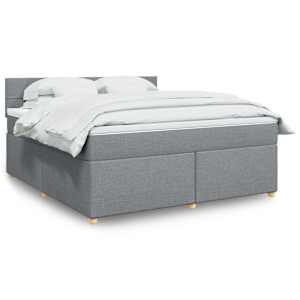 Box spring postel s matrací světle šedá 180 x 200 cm textil - obrázek 1