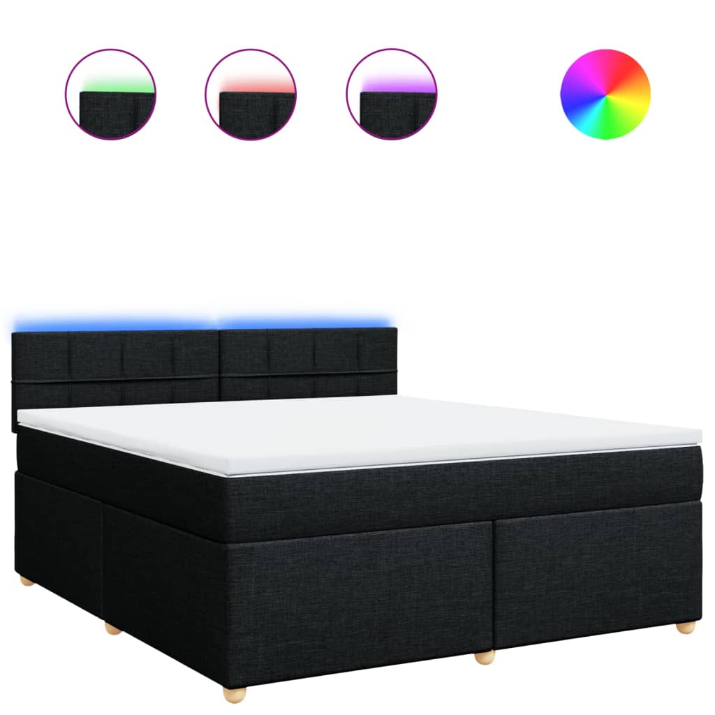 vidaXL Box spring postel s matrací černá 180x200 cm textil