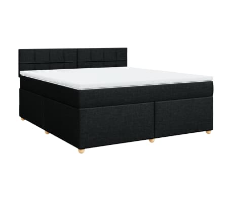 vidaXL Sommier &agrave; lattes de lit avec matelas Noir 180x200 cm Tissu