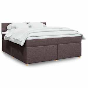 Box spring postel s matrací tmavě hnědá 180x200 cm textil - obrázek 1