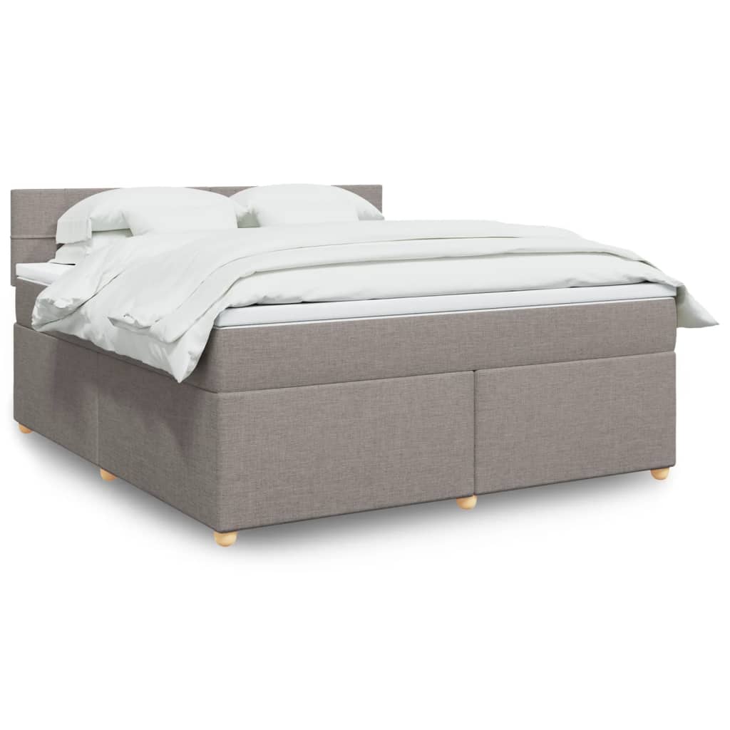 vidaXL Boxspringbett mit Matratze Taupe 180x200 cm Stoff