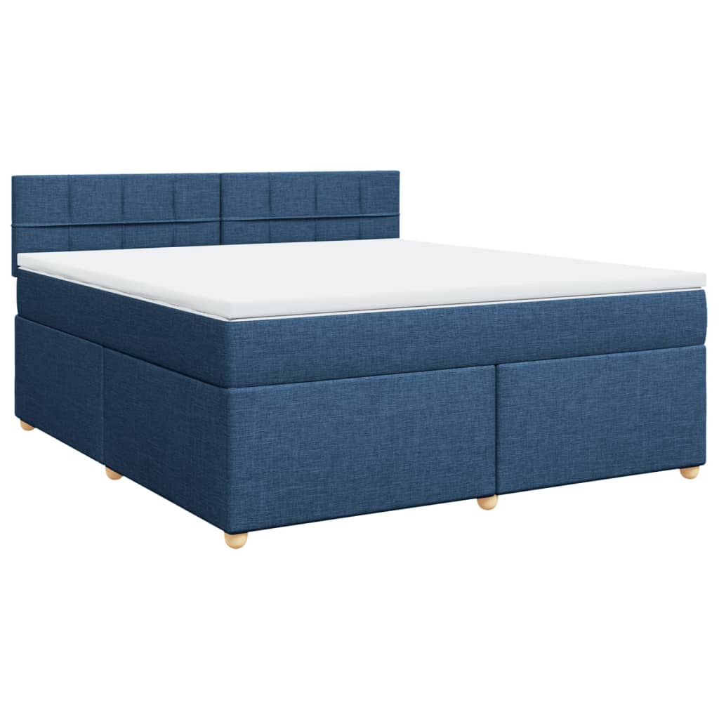 vidaXL Boxspring met matras stof blauw 180x200 cm afbeelding