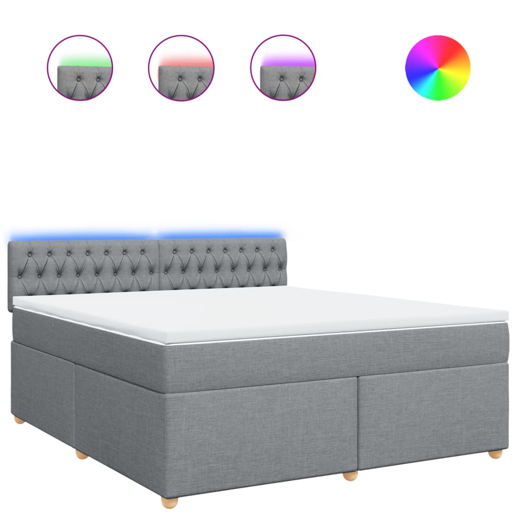 vidaXL Box spring postel s matrací světle šedá 180 x 200 cm textil