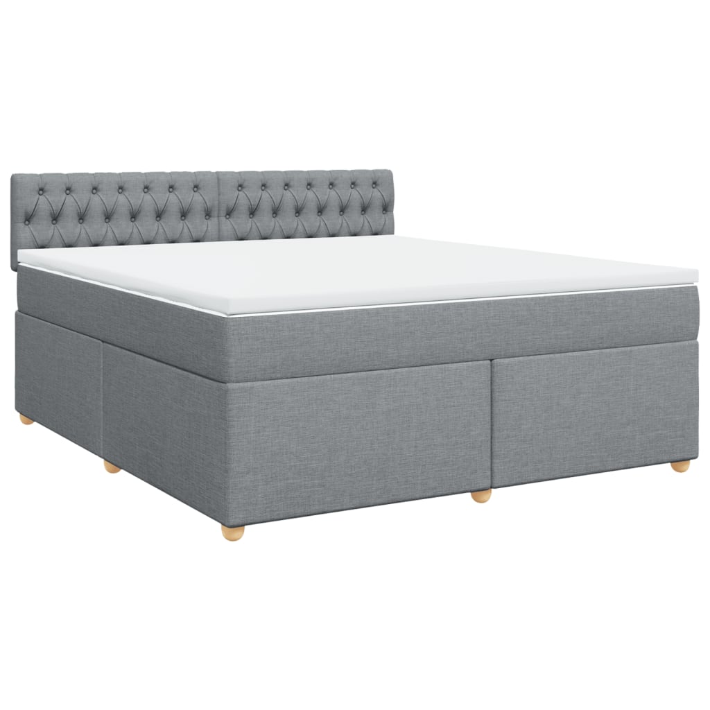 vidaXL Boxspring met matras stof lichtgrijs 180x200 cm afbeelding