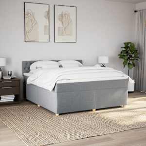 Box spring postel s matrací světle šedá 180 x 200 cm textil - obrázek 4