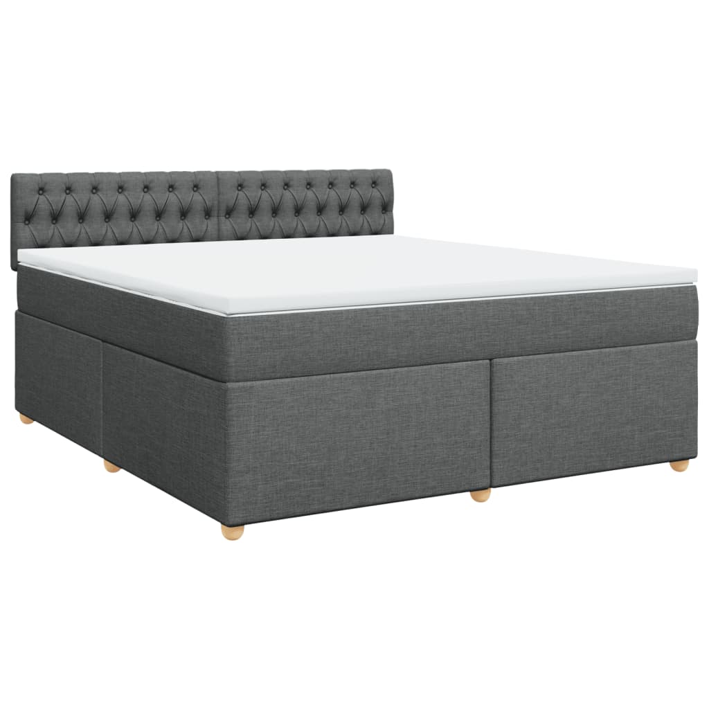 vidaXL Boxspring met matras stof donkergrijs 180x200 cm afbeelding