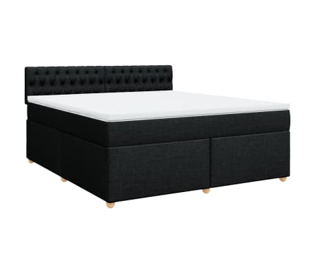 vidaXL Sommier &agrave; lattes de lit avec matelas Noir 180x200 cm Tissu