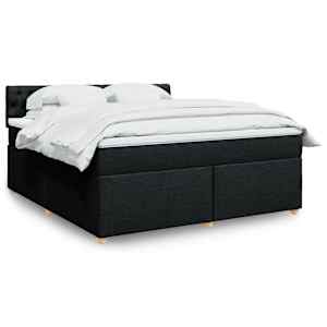 Box spring postel s matrací černá 180x200 cm textil - obrázek 1