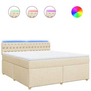 Box spring postel s matrací krémová 180x200 cm textil - obrázek 2