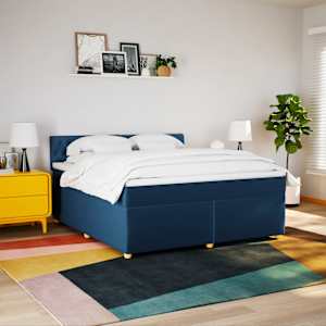 Box spring postel s matrací modrá 180x200 cm textil - obrázek 4