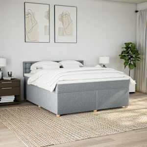Box spring postel s matrací světle šedá 180 x 200 cm textil - obrázek 4