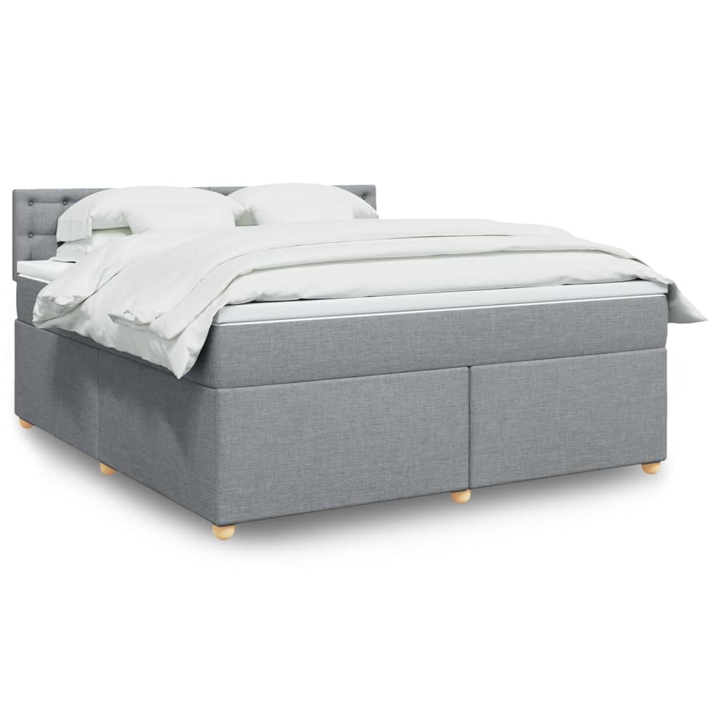 Boxspringbett mit Matratze Hellgrau 180×200 cm Stoff