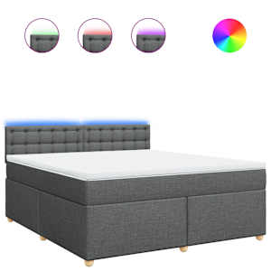 Box spring postel s matrací tmavě šedá 180x200 cm textil - obrázek 2