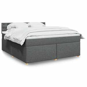 Box spring postel s matrací tmavě šedá 180x200 cm textil - obrázek 1