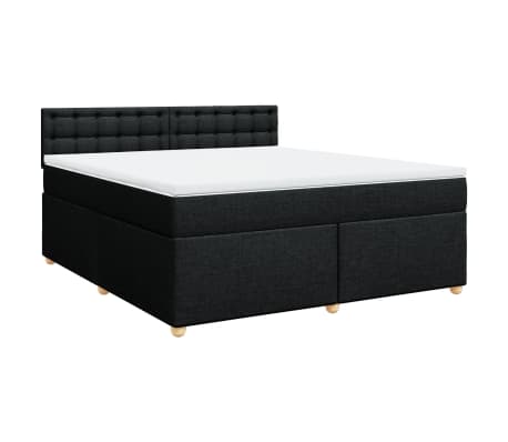 vidaXL Sommier &agrave; lattes de lit avec matelas Noir 180x200 cm Tissu