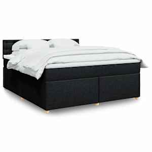 Box spring postel s matrací černá 180x200 cm textil - obrázek 1