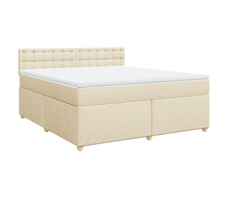 vidaXL Sommier &agrave; lattes de lit avec matelas Cr&egrave;me 180x200 cm Tissu