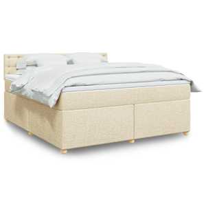 Box spring postel s matrací krémová 180x200 cm textil - obrázek 1