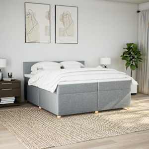 Box spring postel s matrací světle šedá 200 x 200 cm textil - obrázek 4